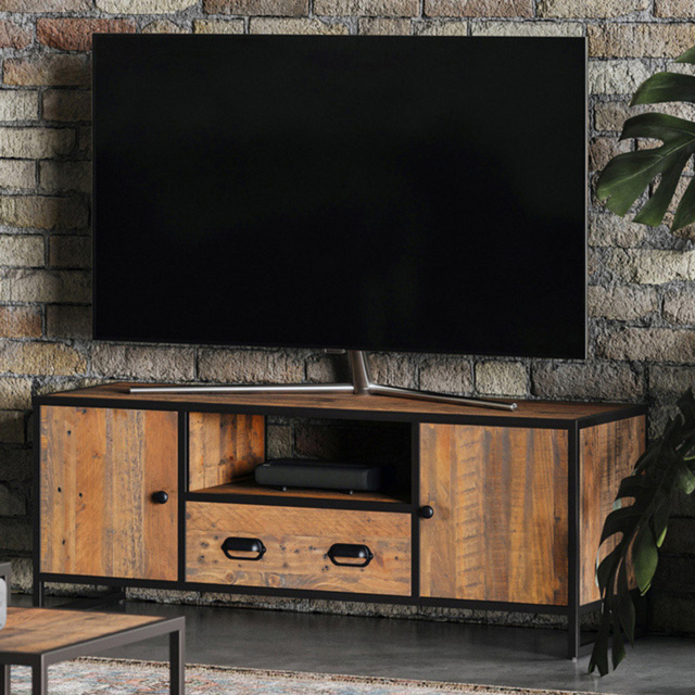 Baumhaus Ooki 2 Door Single Drawer Large Widescreen Television Cabinet - Brown - Wilko - image 1