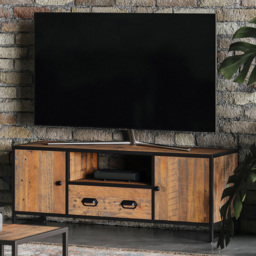Baumhaus Ooki 2 Door Single Drawer Large Widescreen Television Cabinet - Brown - Wilko