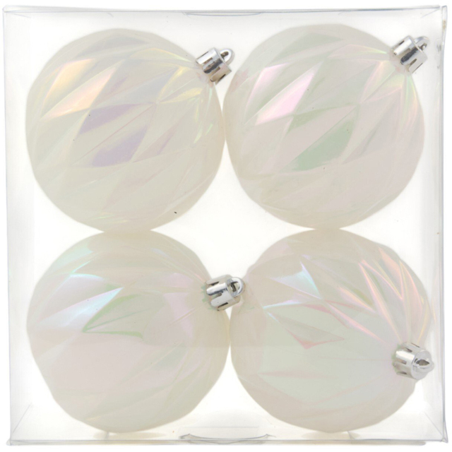Pack of 4 Iridescent Baubles White - Jingle Bell Boogie - Wilko - image 1