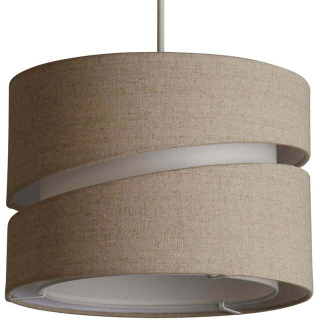 Lighting Collection Underwood 2 Tier Cream Linen Cut-Out Ceiling Lamp Shade 30cm - Size: 21.5 x 30 x 30cm - Oatmeal - Wilko - image 1