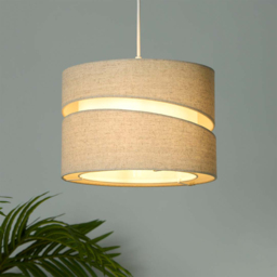 Lighting Collection Underwood 2 Tier Cream Linen Cut-Out Ceiling Lamp Shade 30cm - Size: 21.5 x 30 x 30cm - Oatmeal - Wilko - thumbnail 3