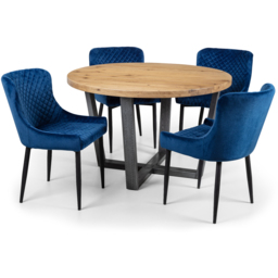 Julian Bowen Brooklyn 4 Seater Solid Oak Round Table - Wood - Wilko - thumbnail 4