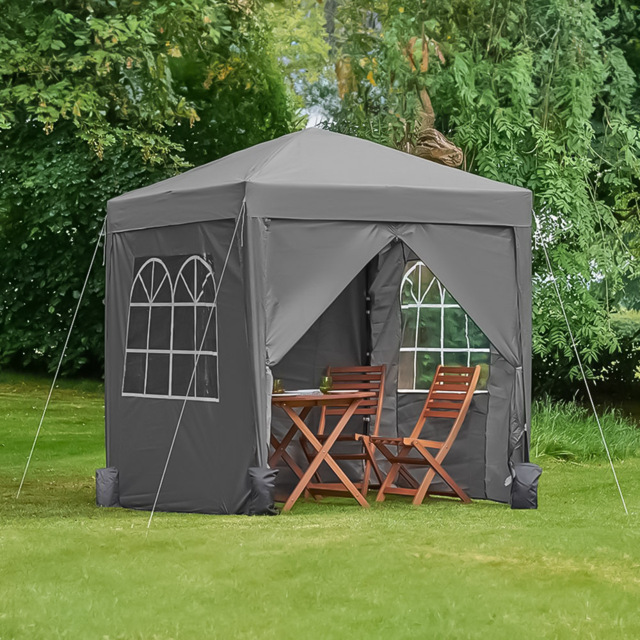 VonHaus 2 x 2m Grey Pop-up Gazebo with Removable Side Panel - Wilko - image 1