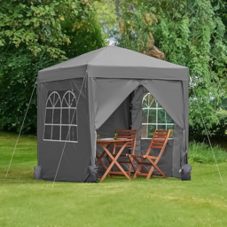 VonHaus 2 x 2m Grey Pop-up Gazebo with Removable Side Panel - Wilko