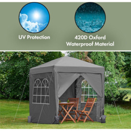VonHaus 2 x 2m Grey Pop-up Gazebo with Removable Side Panel - Wilko - thumbnail 6