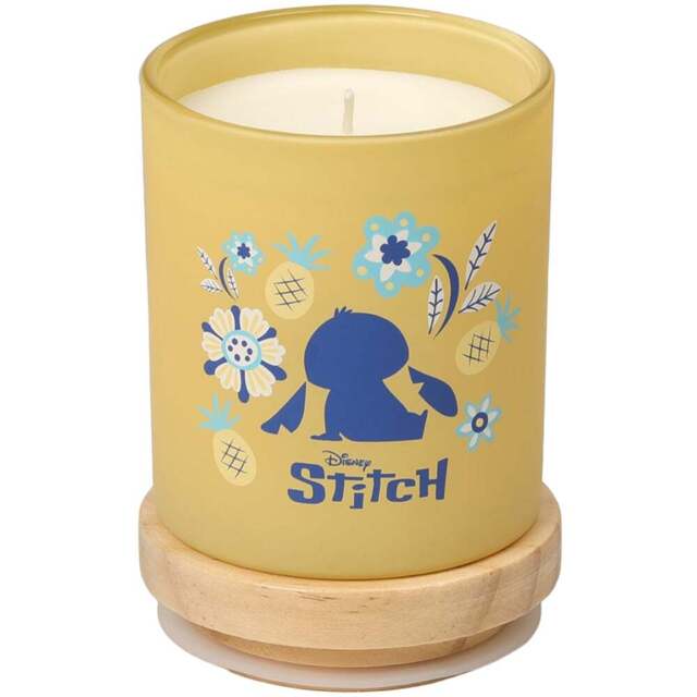 Disney Stitch Pineapple and Coconut Blossom Scented Candle 195g - Size: 12.4 x 8.7 x 9.2cm - Yellow - Wilko - image 1
