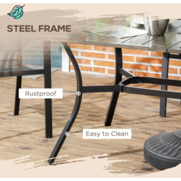 Outsunny 6 Seater Wood Effect Steel Garden Table with Parasol Hole - Size: 105 x 85 x 15cm - Brown - Wilko - thumbnail 6