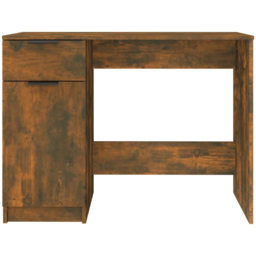 vidaXL Single Door Single Drawer Computer Desk Smoked Oak - Size: 75 x 100 x 50cm - Brown - Wilko - thumbnail 6