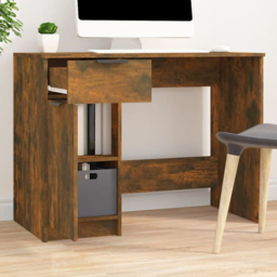 vidaXL Single Door Single Drawer Computer Desk Smoked Oak - Size: 75 x 100 x 50cm - Brown - Wilko - thumbnail 1