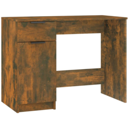 vidaXL Single Door Single Drawer Computer Desk Smoked Oak - Size: 75 x 100 x 50cm - Brown - Wilko - thumbnail 3