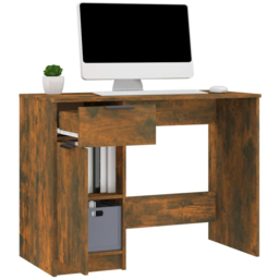 vidaXL Single Door Single Drawer Computer Desk Smoked Oak - Size: 75 x 100 x 50cm - Brown - Wilko - thumbnail 5