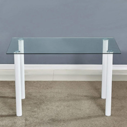 Kosy Koala 6 Seater Glass and Faux Leather Dining Set White - Portland - Wilko - thumbnail 4