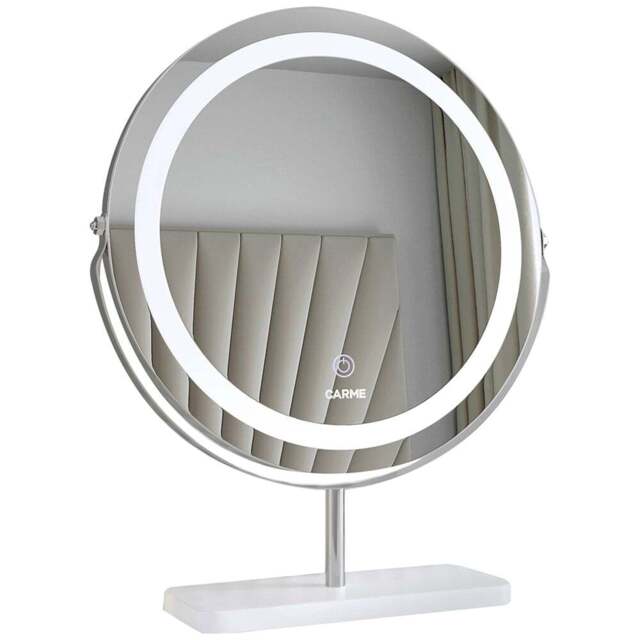 CARME Home Ava LED Marble Silver Touch Sensor Light Mirror - Size: 50 x 11 x 50cm - Wilko - image 1