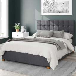 Aspire Sinatra Super King Steel Plush Velvet Ottoman Bed - Silver - Aspire Beds - Wilko