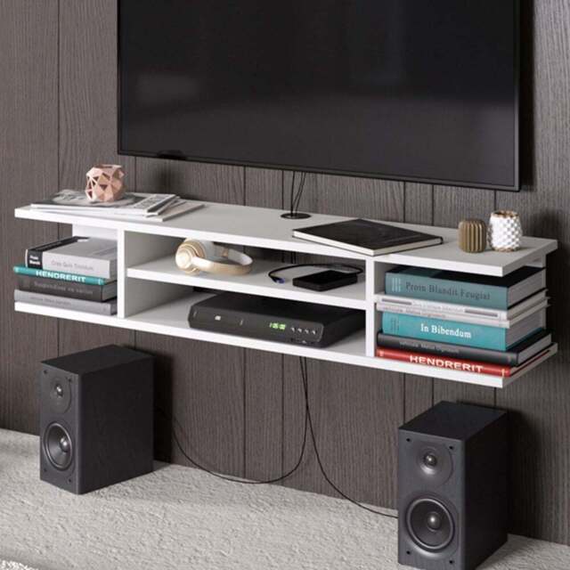 Decorotika Pivot 4 Shelf White Floating TV Unit - Size: 23.2 x 120 x 29.5cm - Wilko - image 1