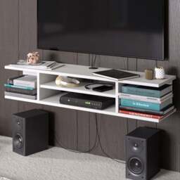 Decorotika Pivot 4 Shelf White Floating TV Unit - Size: 23.2 x 120 x 29.5cm - Wilko - thumbnail 1