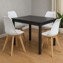 Kosy Koala Arrow 4 Seater Dining Set Charcoal and White - Dark Grey - Wilko - thumbnail 1