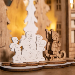 Samuel Alexander Light Up Wooden House Scene with Christmas Trees Decoration 16cm - Size: 16 x 21 x 21cm - Brown - Wilko - thumbnail 6