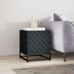 Portland 2 Drawer Black Bedside Table Set of 2 - Wilko - thumbnail 4