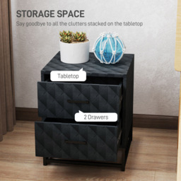 Portland 2 Drawer Black Bedside Table Set of 2 - Wilko - thumbnail 6