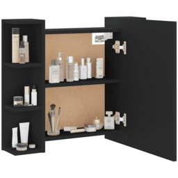 vidaXL Single Door 6 Shelf LED Black Mirror Cabinet - Size: 60 x 70 x 16.5cm - Wilko - thumbnail 5