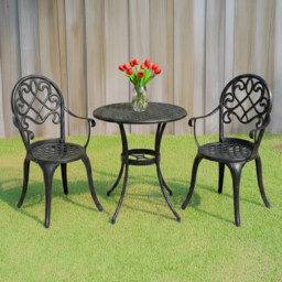 Centurion Supports Prego 2 Seater Black Aluminium Bistro Set with Table - Wilko - thumbnail 1