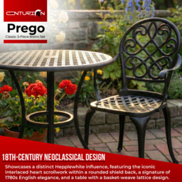 Centurion Supports Prego 2 Seater Black Aluminium Bistro Set with Table - Wilko - thumbnail 4