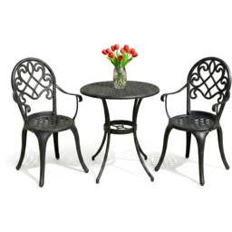Centurion Supports Prego 2 Seater Black Aluminium Bistro Set with Table - Wilko - thumbnail 3