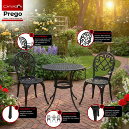 Centurion Supports Prego 2 Seater Black Aluminium Bistro Set with Table - Wilko - thumbnail 6