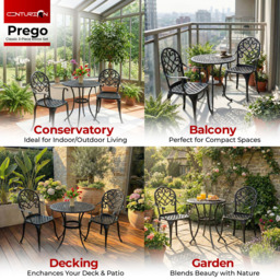 Centurion Supports Prego 2 Seater Black Aluminium Bistro Set with Table - Wilko - thumbnail 5