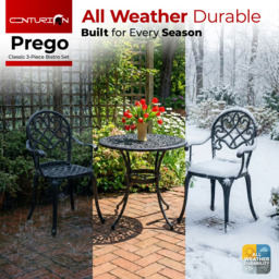 Centurion Supports Prego 2 Seater Black Aluminium Bistro Set with Table - Wilko - thumbnail 7