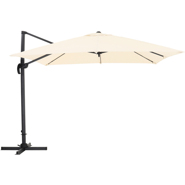 Living and Home Cream Square Rotatable Tilt Cantilever Parasol with Cross Base 3m - Size: 250 x 300 x 300cm - Wilko - image 1