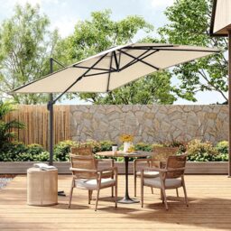 Living and Home Cream Square Rotatable Tilt Cantilever Parasol with Cross Base 3m - Size: 250 x 300 x 300cm - Wilko - thumbnail 3
