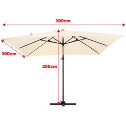 Living and Home Cream Square Rotatable Tilt Cantilever Parasol with Cross Base 3m - Size: 250 x 300 x 300cm - Wilko - thumbnail 7