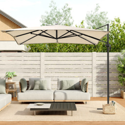 Living and Home Cream Square Rotatable Tilt Cantilever Parasol with Cross Base 3m - Size: 250 x 300 x 300cm - Wilko - thumbnail 6