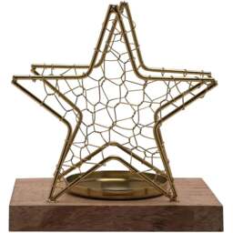 The Christmas Gift Co Celestial Gold Star Wire Candle Holder Medium - Size: 17 x 12 x 18cm - The Christmas Gift Co. - Wilko
