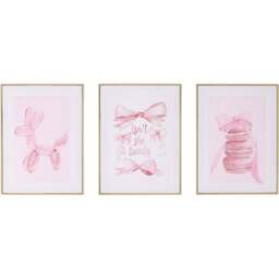 Set of 3 Coquette Aesthetic Framed Art - Pink - Wilko - thumbnail 1