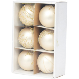 Pack of 6 Glass Baubles Champagne - Blushing Ballroom - Wilko - thumbnail 6