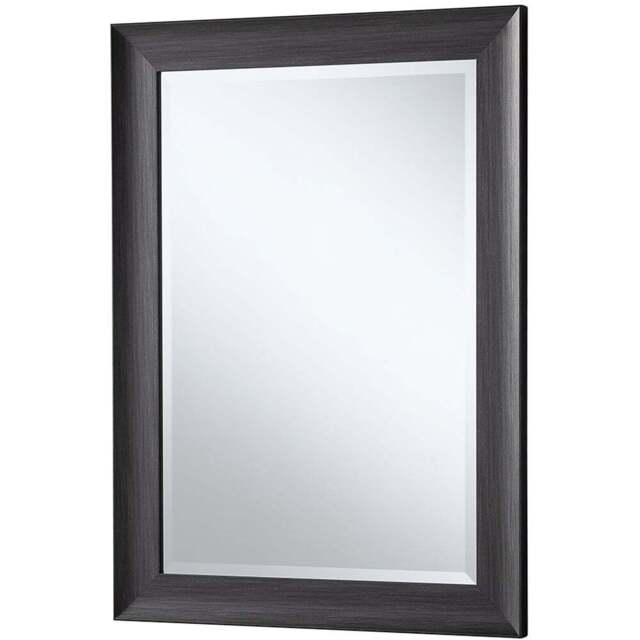 Yearn Dark Grey Scooped Bevelled Framed Wall Mirror 101.5 x 73.5cm - Wilko - image 1