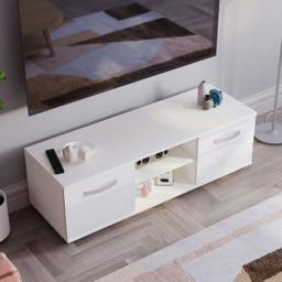 Vida Designs Cosmo 2 Door 2 Shelf White Small TV Unit - Size: 40 x 120 x 38cm - Wilko - thumbnail 7