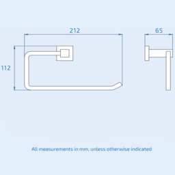 Nes Home Chrome Square Modern Towel Ring - Size: 11.5 x 22.5 x 6.5cm - Silver - Wilko - thumbnail 4