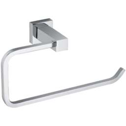 Nes Home Chrome Square Modern Towel Ring - Size: 11.5 x 22.5 x 6.5cm - Silver - Wilko