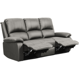 Brooklyn 3 Seater Light Grey Bonded Leather Manual Recliner Sofa - Wilko - thumbnail 3