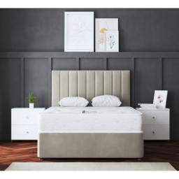 DS Living Amelia King Size Beige Upholstered Panel Divan Bed - Cream - Wilko - thumbnail 5
