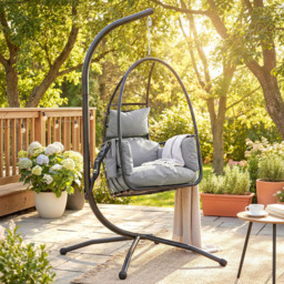 Outsunny Dark Grey Hanging Hammock Egg Chair with Stand - Size: 192 x 115 x 95cm - Wilko - thumbnail 1