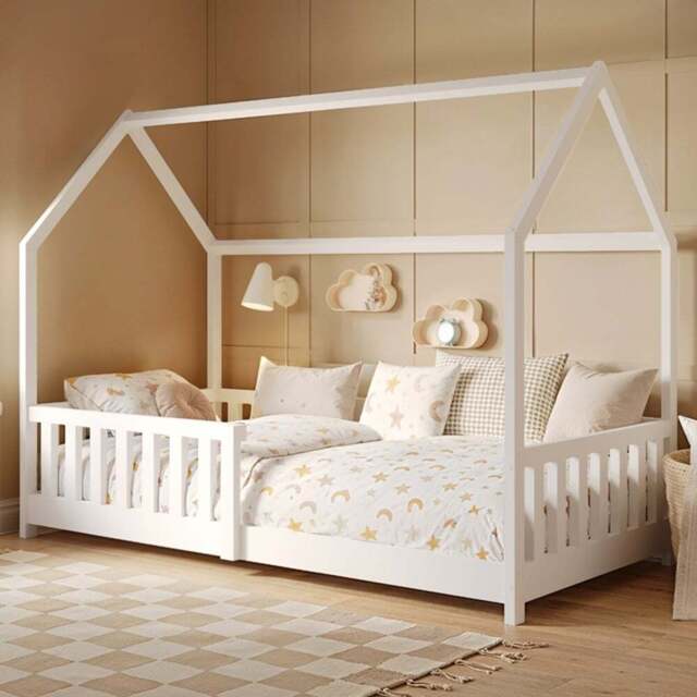 Flair Explorer Single White Playhouse Bed Frame with Rails - Wilko - image 1