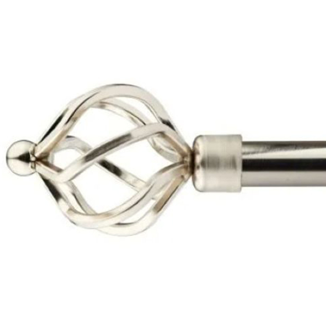 New Edge Blinds Cage 160-300cm Extendable Brushed Silver Eyelet Metal Curtain Pole Set - Wilko - image 1