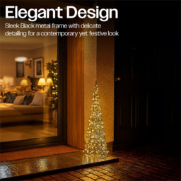 Xmas Haus Black 200 Warm White Micro LED Pyramid Shaped Light Tower 2ft - Size: 655 x 175 x 175cm - Wilko - thumbnail 4