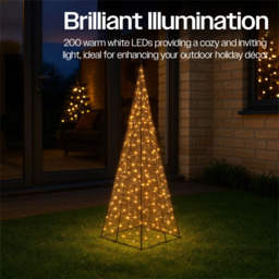 Xmas Haus Black 200 Warm White Micro LED Pyramid Shaped Light Tower 2ft - Size: 655 x 175 x 175cm - Wilko - thumbnail 6