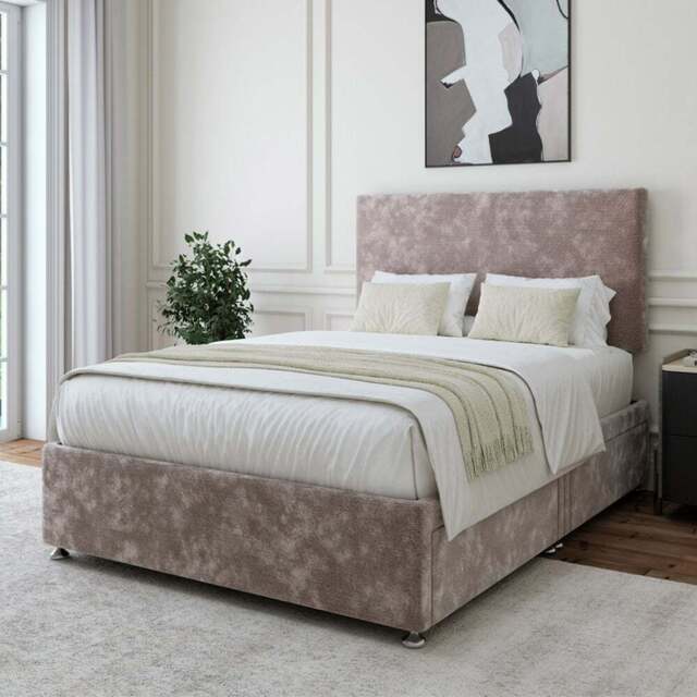 Bedmaster Small Double Silver Chenille 4 Drawer Divan Base with Valencia Headboard - Wilko - image 1